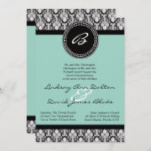12x18 Wedding Einladung Aquamarin & Black Damask (Vorne/Hinten)