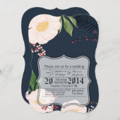 12x18 Wedding Einladung Baby Pink Cosmos auf Navy (Vorne/Hinten)