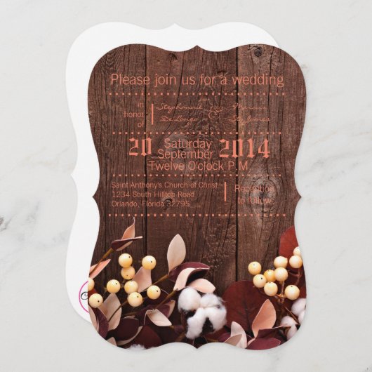 12x18 Wedding Einladung Baumwolle Zweigstelle auf (Vorne/Hinten)