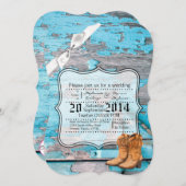 12x18 Wedding Einladung Blue Barn Wood Boots Count (Vorne/Hinten)