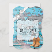 12x18 Wedding Einladung Blue Barn Wood Boots Count (Vorderseite)