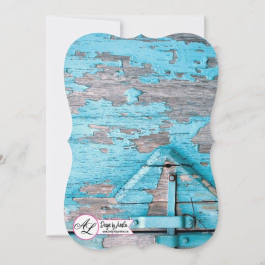 12x18 Wedding Einladung Blue Barn Wood Boots Count (Rückseite)