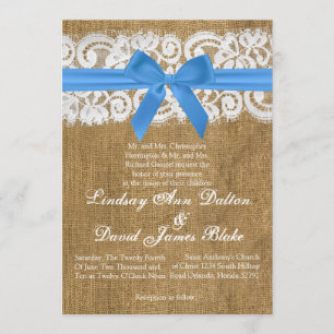 12x18 Wedding Einladung Blue Burlap Lace