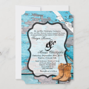 12x18 Wedding Einladung Blue Wood Barn Stiefel