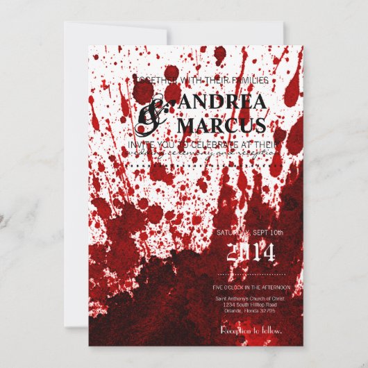 12x18 Wedding Einladung Blut Spritzer Vampire Goth (Vorderseite)