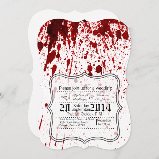 12x18 Wedding Einladung Blut Spritzer Vampire Goth (Vorne/Hinten)