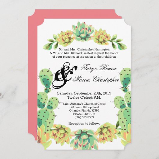12x18 Wedding Einladung Bohemisch Cactus succulent (Vorne/Hinten)