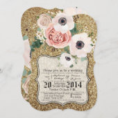 12x18 Wedding Einladung Geometric Rose Gold Glitze (Vorne/Hinten)