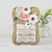 12x18 Wedding Einladung Geometric Rose Gold Glitze (Stehend Vorderseite)