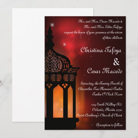 12x18 Wedding Einladung marokkanisch Laterne India (Vorne/Hinten)