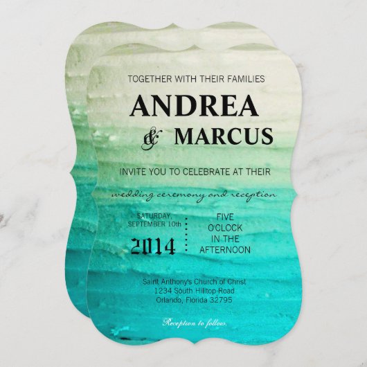 12x18 Wedding Einladung Ombre Blue Zuckerguss (Vorne/Hinten)