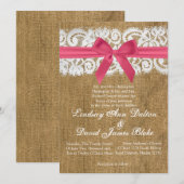 12x18 Wedding Einladung Pink Burlap Lace (Vorne/Hinten)