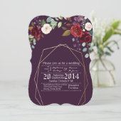 12x18 Wedding Einladung Plum Lila Rose Gold Geom (Stehend Vorderseite)