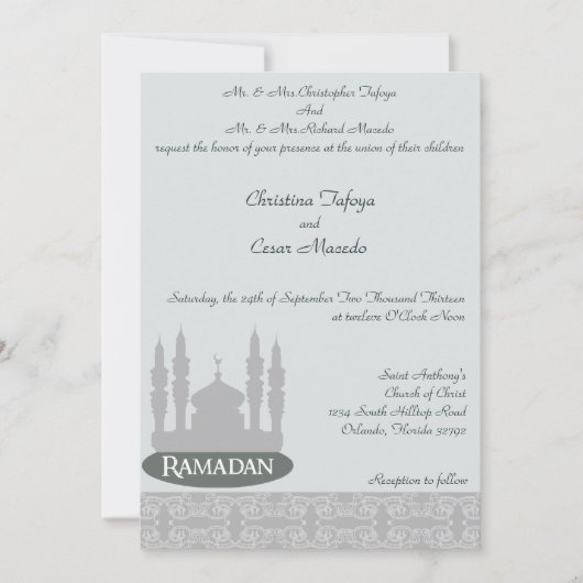 12x18 Wedding Einladung Soft Blue Islamic Ramadan (Vorderseite)