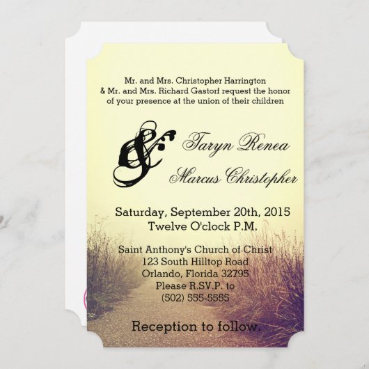 12x18 Wedding Einladung Sonnenaufgang Weg Pat (Vorne/Hinten)