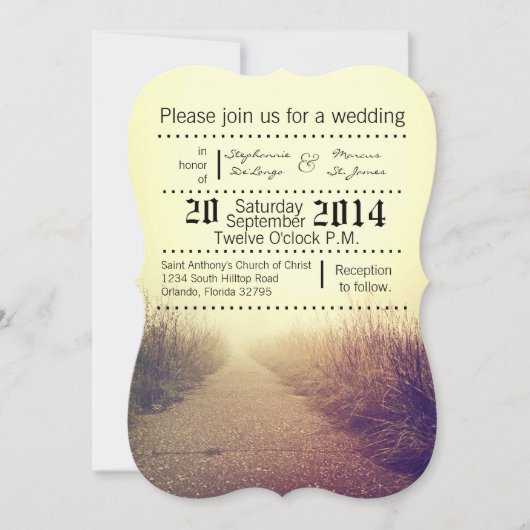 12x18 Wedding Einladung Sonnenaufgang Weg Pat (Vorderseite)