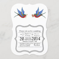 12x18 Wedding Einladung Traditioneller Vogel Tatto