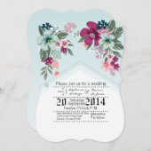 12x18 Wedding Einladung Tropische Blume auf Blue O (Vorne/Hinten)