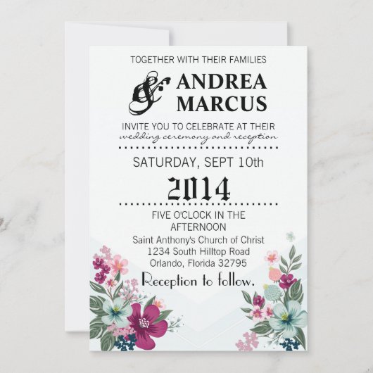 12x18 Wedding Einladung Tropische Blume auf Blue O (Vorderseite)