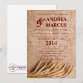12x18 Wedding Einladung Wheat on Burlap Sack Count (Vorne/Hinten)