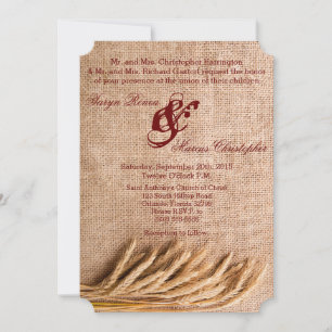 12x18 Wedding Einladung Wheat on Burlap Sack Count