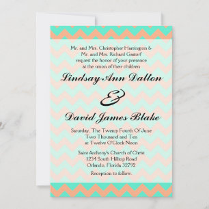 12x18 Wedding Einladung Zickzack Seafoam & Lachs