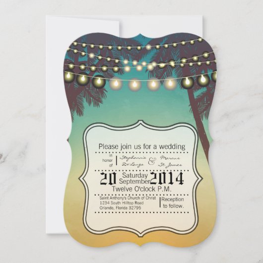 12x18 Wedding Invitation Beach Sunset Palmen Trees Einladung (Vorderseite)
