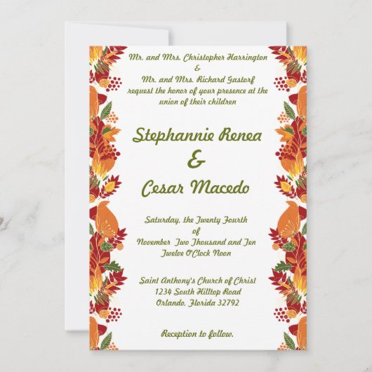 12x18 Wedding Invitation Fall Folien Blätter Herbs Einladung (Vorderseite)