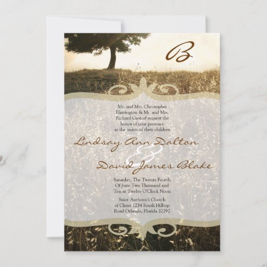 12x18 Wedding Invitation Tree & Sunset Hill Einladung (Vorderseite)