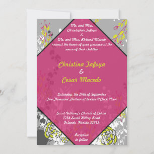 12x18 Wedding Lime Green/Hot Pink Blume Einladung