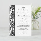 12x18 White Damask Geburtstagsparty Einladung (Stehend Vorderseite)