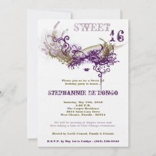 12x18 White Masquerade Sweet 16 Geburtstag Einladu Einladung