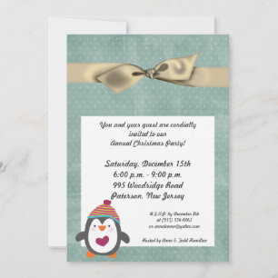 12x18 Winter Penguin Weihnachts-Party Einladung