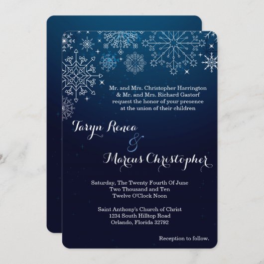 12x18 Winter Schneeflocken Schneeflocken Einladung (Vorne/Hinten)