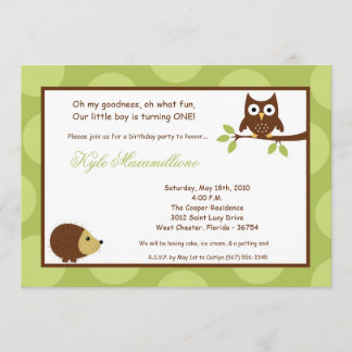 12x18 Woodland Forest Owl Geburtstagsparty Einladu Einladung