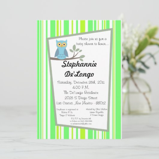 12x18 Woodland Forrest Owl Babydusche Einladung (Stehend Vorderseite)