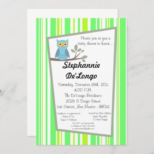 12x18 Woodland Forrest Owl Babydusche Einladung (Vorne/Hinten)