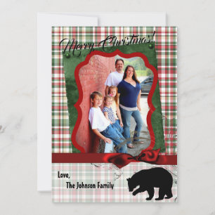 12x18 XMAS Karierter Bär Fabri FOTO-Karte Feiertagskarte