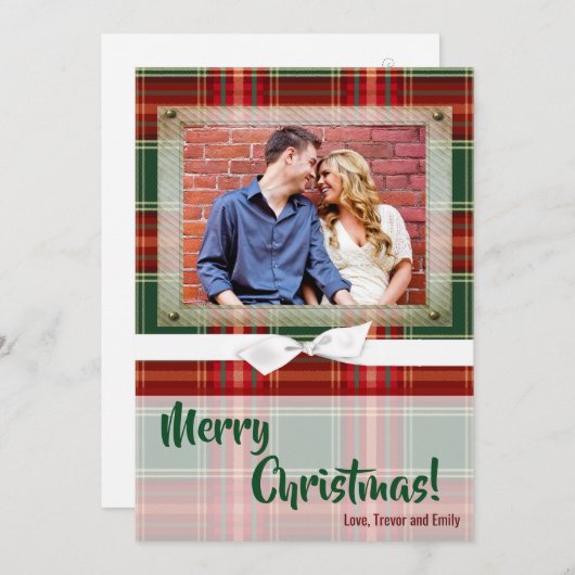 12x18 XMAS Weihnachten Karierte rote Stoffkarte (Vorne/Hinten)