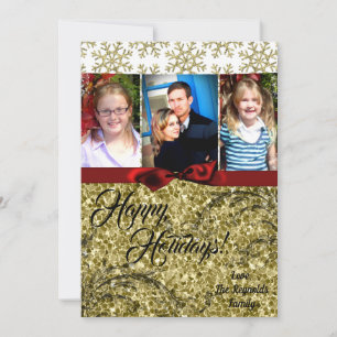 12x18 XMAS Weihnachts Gold Snowflake Glitt FOTOkar Feiertagskarte