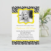 12x18 Yello Zebra FOTO Sweet 16 Birthday Einladung (Stehend Vorderseite)