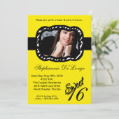 12x18 Yellow Band FOTO Sweet 16 Birthday Einladung (Stehend Vorderseite)