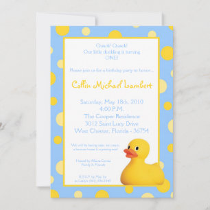 12x18 Yellow Blu Rubber Ducky Geburtstag Einladung