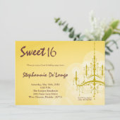 12x18 Yellow Chandelier Sweet 16 Birthday Einladun Einladung (Stehend Vorderseite)