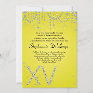 12x18 Yellow Diamond Quinceanera Geburtstag Einlad Einladung