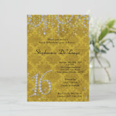 12x18 Yellow Diamond Sweet 16 Geburtstag Einladung (Stehend Vorderseite)