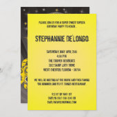 12x18 Yellow DJ Turntable 16 Geburtstag Einladung (Vorne/Hinten)