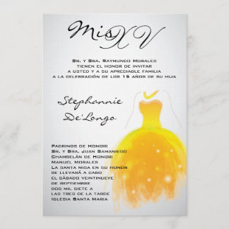 12x18 Yellow Dress Quinceanera Geburtstag Einladun Einladung