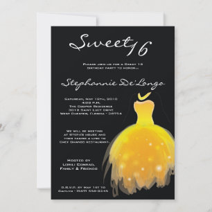 12x18 Yellow Dress Sweet 16 Birthday Einladung