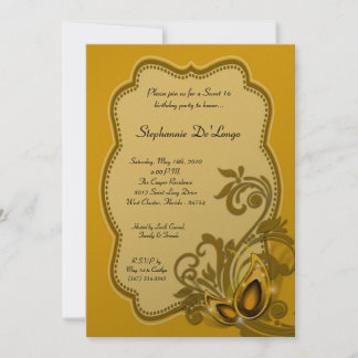 12x18 Yellow Masquerade Sweet 16 Geburtstag Einlad Einladung